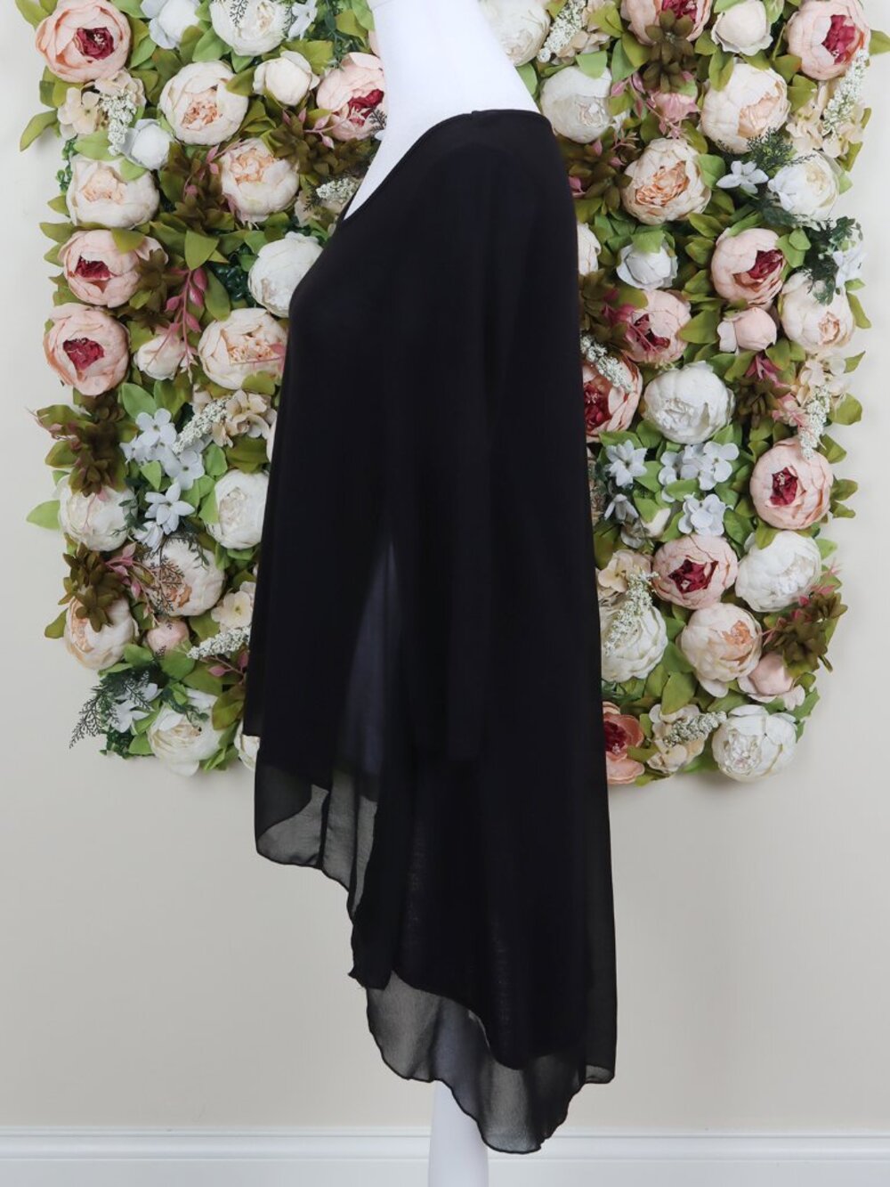 Womens Black Chiffon-Trim Tunic Blouse, Size XS, Bar III - Picture 2 of 5